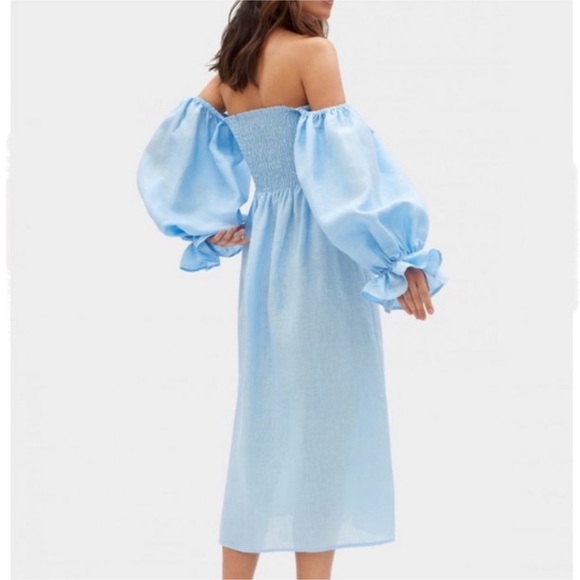 NWT Sleeper Atlanta linen dress in blue midi Sz XL/X-Large - Picture 4 of 6